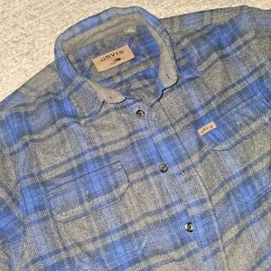 Orvis Blue and Gray Plaid Shirt